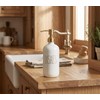 Matte White Glass Dish Soap Dispenser 16Oz with Gold Stainless