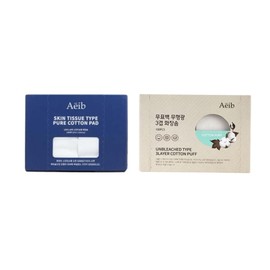 Non-fluorescent 3-layer skin tissue type pure cotton cotton pad 100 sheets Abe - Skin tissue type 100 sheets / 무형광3겹 스킨티슈형 순면 화장솜 100매 에이브 - 스킨티슈형 100매