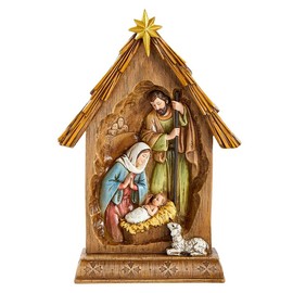 Avalon Gallery Christian Brands Nativity Set Statue - Christmas Miracle Scene, Holy Family in Creche, 12.5" Tall