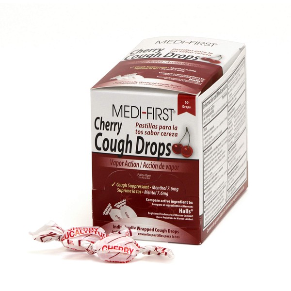 Medique Medi-First 81550 Cherry Cough Drop, 50 Drops