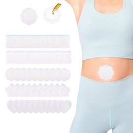 50pcs Castor Oil Belly Button Wrap, 5 Styles Self-Adhesive Cotton Castor Oil Patches No Leakage Highly Absorbent Heart Star Flower Shape Organic Cover Compress Pads