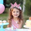 QIUJALE Birthday Girls Headband, Glitter Flower Birthday Crown Sash Set