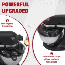 Pouring Shield Compatible with Kitchen aid 4.5-5QT Mixer Bowl, Safety Pouring Shield, for Kitchen Aid Accessories and Attachments, Kitchen Aid Stand Mixers with Removable Pour Spout, Black