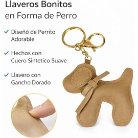 Llavero de Perro en Piel Sintética, ligero y resistente. Diseño Cute, Estilo Trendy, para Coche, Bolso, Mochila y Maleta, Regalo Original