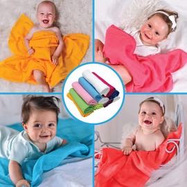 Natureville Baby Muslin Nappies Burp Cloths - Pack of 10, 80 x 80 cm, Double Woven Cloth Nappies with Reinforced Border, Nappies, Muslin Cloth, Burp Cloth