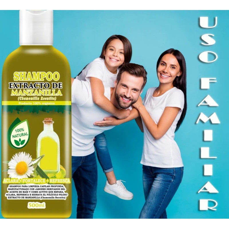 3 Shampoo Extracto Manzanilla 500ml C/u + Aceite Bergamota