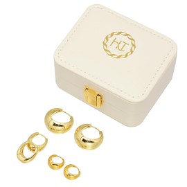 Huge Tomato 3 Pcs Chunky Gold Hoop Earrings 18K Gold Plated Hoop Earrings Chunky Huggie Earring for Women, Minimalist Jewelry Gift Box Set