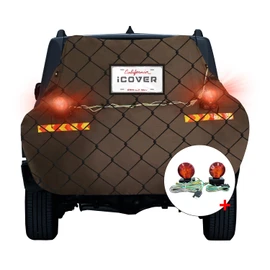 iCOVER Bike Cover for Transport with Magnetic Towing Light& License Plate Pocket- 800D Heavy Duty Waterproof Ripstop Bicycle Covers with Bungee Cargo Net for 1-2 Bikes on Rack