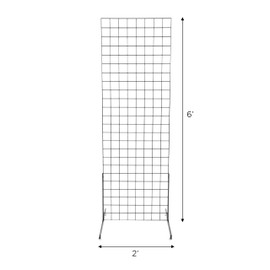 SSWBasics 2' x 6' Grid Wall Standing Fixture - Black - Durable Display Rack for Art Displays, Outdoor Festivals, Flea Markets, Craft Shows, Home and Office Use - Easy Assembly Required