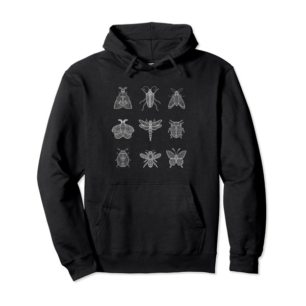 Vintage Insects Bee Butterfly Dragonfly Ladybug Beetle Moth Pullover Hoodie