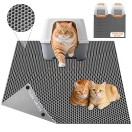 XL Extra Large Cat Litter Box Mat Trapping Catcher Pad with Honeycomb Washable Easy Clean Design for Jumbo Indoor Kitty under Tray for Floor,Anti Tracking,EVA Waterproof,Soft Big,Non-Slip for Kitten