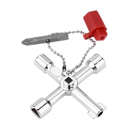 WenTigDY 4 in 1 Universal Utilities Key, Multi-Functional Universal Cross Key with Bit Zinc Alloy Tools Electrical Cupboard Box, Train Door, Water Meter Valve Gas Electric Meter Cabinets etc