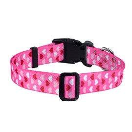 Mihqy Valentine's Day Dog Collar - Adjustable Heart Dog Collar - Love Theme - Perfect for Small Medium Large Dogs(Pink Heart,S)