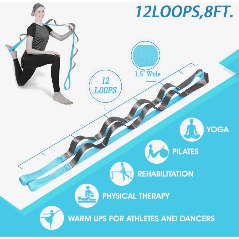 HCE Stretch Strap, Loop Yoga Stretch Strap, Non-elastic Stretch Strap