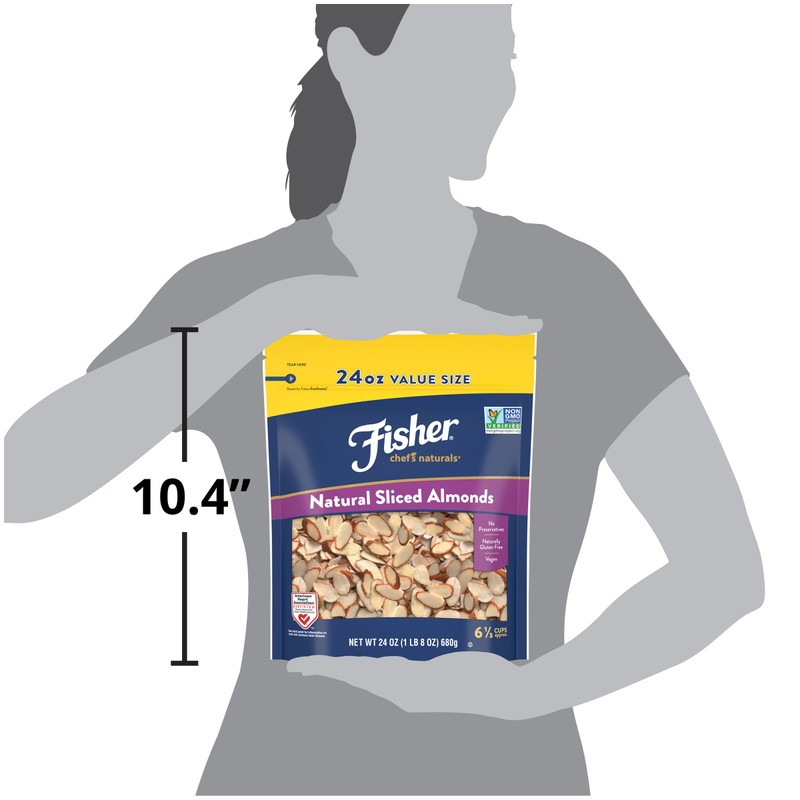 Fisher Chef's Naturals Unsalted Sliced Almonds 24oz Resealable Bag, Raw