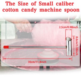 Bntyok Small Caliber Marshmallow Machine Spoon Long Handle Stainless Steel Sugar Spoon Resistant Cotton Candy Machine Spare Parts