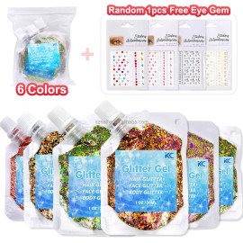Bulk 24 Pcs 2oz Jar Chunky Glitter Set  Eco Friendly Sparkly Neon Glitter for Crafts Nail Art Snowglobecolor: Set14-6 mix colors/Halloween Glitter Gel