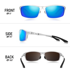 BIRCEN Polarized Mens Sunglasses: UV Protection Black Blue Shades for Men Sport Driving with Al-Mg Metal Frame BC2599