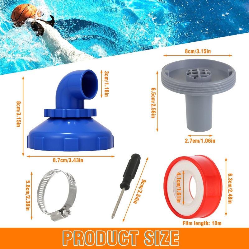HUAREW 5pcs Pool Jet Nozzle Set, 360° Swivel Rotatable Pool