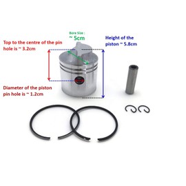 ITACO Boat Engine Piston Kit Assy Ring Set 6E0-11631 98 97 6EO for Yamaha Outboard 4HP 5HP 2-Stroke 50 mm Marine Engine