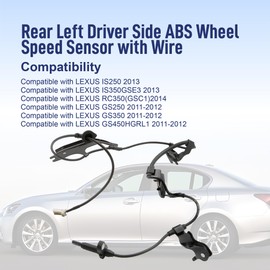Rear Left Driver Side ABS Wheel Speed Sensor with Wire for Lexus GS RC Series IS250 IS300 IS350 RC300 RC350 GS250 GS350 GS450 2011-2014 Replaces 89546-30080