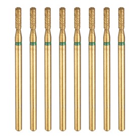 HARFINGTON 8pcs 100-120 Grits Diamond Grinding Bit 2mm Cylinder Head 2.35mm Shank 7mm Length Titanium Plated Stone Sanding Drill Bits Rotary Tool for Nails Grinding Polishing