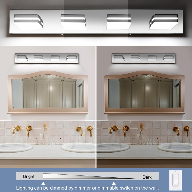 SineRise LED Modern Bathroom Vanity Light Fixtures (2-Light, 15.5-Inch, Dimmable),