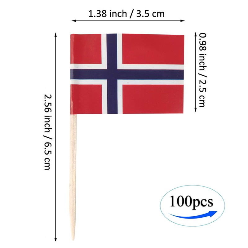 JBCD Norway Toothpick Flag Norwegian Mini Small Cupcake Topper Flags