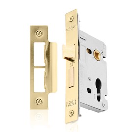 XFORT® Polished Brass Euro Profile Sashlock 65mm, Euro Sash Lock for Internal and External Doors, Door Latch Mechanism and Euro Cylinder Key Locking Security, CE Approved and Fire Rated Protection