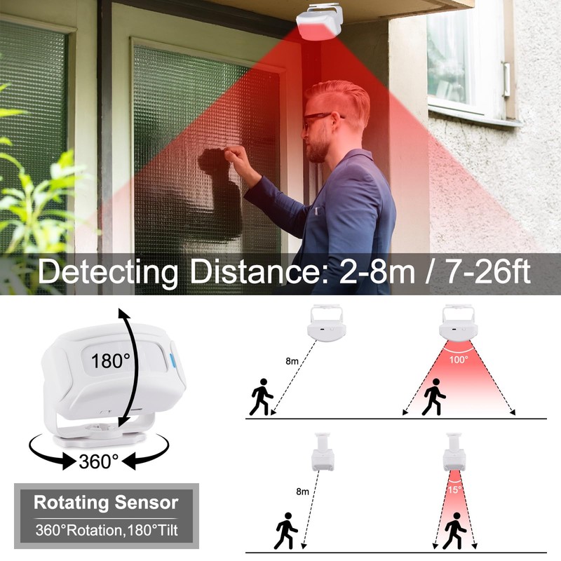 KCMYTONER Wireless Motion Sensor Door Chime,Entry Alert Chime for Business,Door