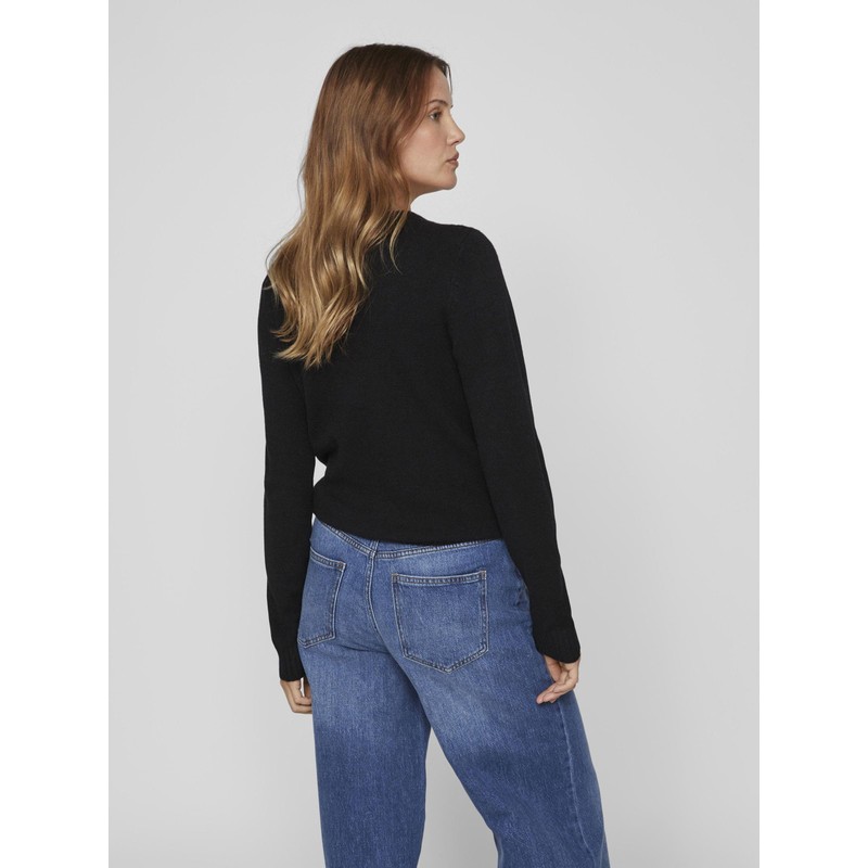 VILA CLOTHES Women's's Viril L/s V-Neck Knit Top-noos Jumper Black