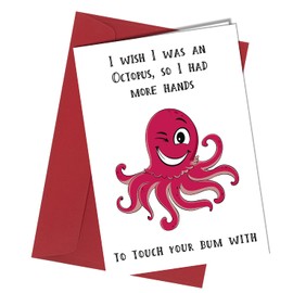 Funny Birthday Card, Valentine Card or Anniversary Card Octopus Cheeky Funny Girlfriend, Wife #1531