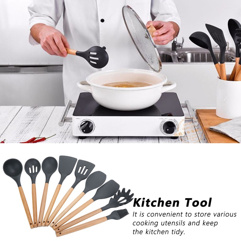 9Pcs set Silicone Kitchenware Kit NonStick Cooking Utensils Baking Tool