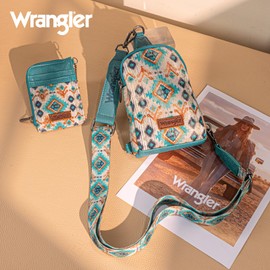 Wrangler Crossbody Bag with Card Wallet Aztec Sling Bag Purse Set WG2205-2101WTQ
