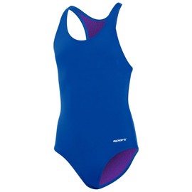 Sporti Girls' Solid Racer Back One-Piece Swimsuit - Bathing Suits for Girl, Comfortable Girls One Piece Swimsuits - Royal - 2T