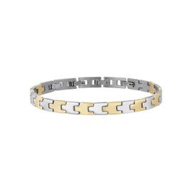 Breil, Men's Bracelet Carve Collection, IP Gold Stainless Steel Bracelet for Men with Shiny Surface and Individual Central Element, Adjustable Length from 22 cm to 17 cm, Stainless Steel, No Gemstone