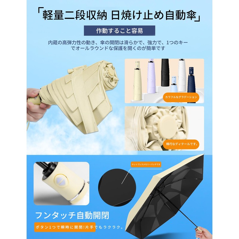 Parasol, Ultra Lightweight, Memory Shape, Folding Umbrella, 100% UV Protection,