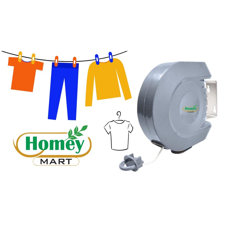 Retractable Washing Line Heavy Duty Grey Weather Resistant Indoor and