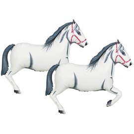 Set of 2 Galloping White Horse Jumbo 43" Foil Party Balloons
