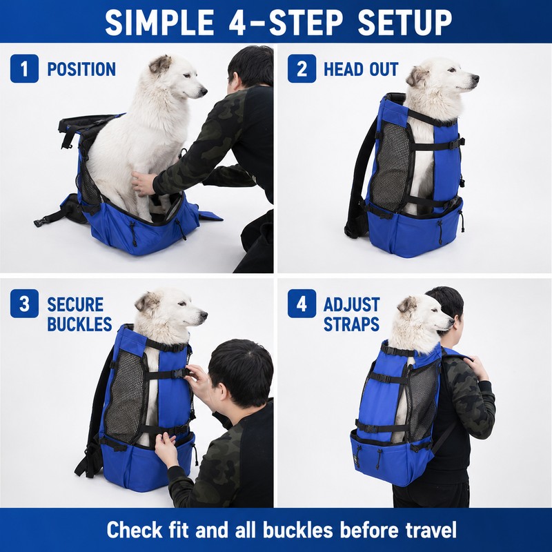 Large Dog Carrier Backpack for Travel - Breathable Hands-Free Pet