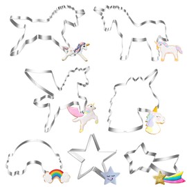 Unicorn Star Cookie Cutters, 7 Pieces, Christmas Horse Cookie Cutter Set, Stainless Steel Cookie Cutter, Horse Head, Rainbow Cookie Cutter, Pony Cookie Cutter, Gifts for Children