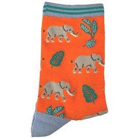Purple Possum® Elephant Socks Ladies Fun Novelty Cute Elephants Womens Orange Bamboo Socks