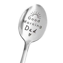 Best Dad Gifts - Good Morning Dad Spoon - Funny Dad Spoon Engraved Stainless Steel - Tea Coffee Spoon - Dad Gift from Daughter Son Wife - Perfect Father's Day/Birthday/Christmas Gifts