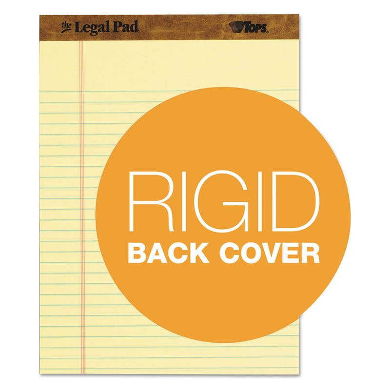 TOPS The Legal Pad Writing Pads, 8-1/2" x 11-3/4", Canary