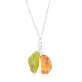 Manilata Natural Raw Citrine and Peridot Crystals Pendant Necklace, Raw Gemstone, Energy Healing Crystals, Birthday, Gift for Her, Gemstone Jewelry 18 inch AAA+ Quality