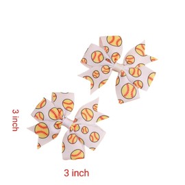 BOENBE LOVED 3Inch Hair Bows for Baby GirlsBack to School Pinwheel Bows Grosgrain Ribbon Toddler Bows Clips Hair Barrettes Accessories for Girls (2PCS Ball Hair Bows) (rugby)