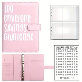 CLOUDSEA 100 Envelopes Challenge Binder: A5 Money Saving Budget Binder with Cash Envelopes - Money Saving Binder Savings Challenges Book to Save $5,050 Tracker bible study supplies cute office supplies for work - Color: Pink