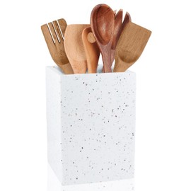Trec Tech Terrazzo Utensil Holder – Stylish Kitchen Utensil Organizer, Modern Countertop Storage Crock for Spoons, Spatulas & Tools, Durable & Decorative