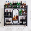 39in Wine Rack Wall Mounted with Led Light, 3-Tiers Black