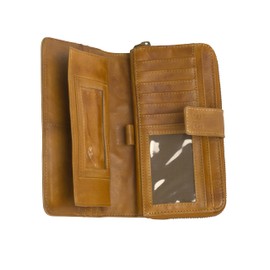 STS Ranchwear Women's Premium Full Grain Leather Wayfarer Chelsea Wallet with 8 Card Slots, Brown, 1 Zip Pocket